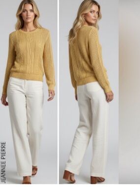 Jeanne Pierre 100% Cotton Yellow Sweater Pullover Size M